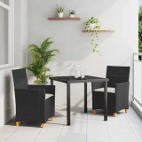 vidaXL Set de masă pentru grădină 3 pcs Negru poliratan 3381065