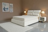 Cumpara ieftin Pat Tapitat Teddy Alb 160x200 cm Somiera Inclusa - Design Modern, Tablie Moale, Stofa Rezistenta
