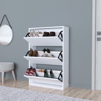 Dulap pantofi Aurskog 110x73,5x24cm pal alb [en.casa] HausGarden Leisure foto