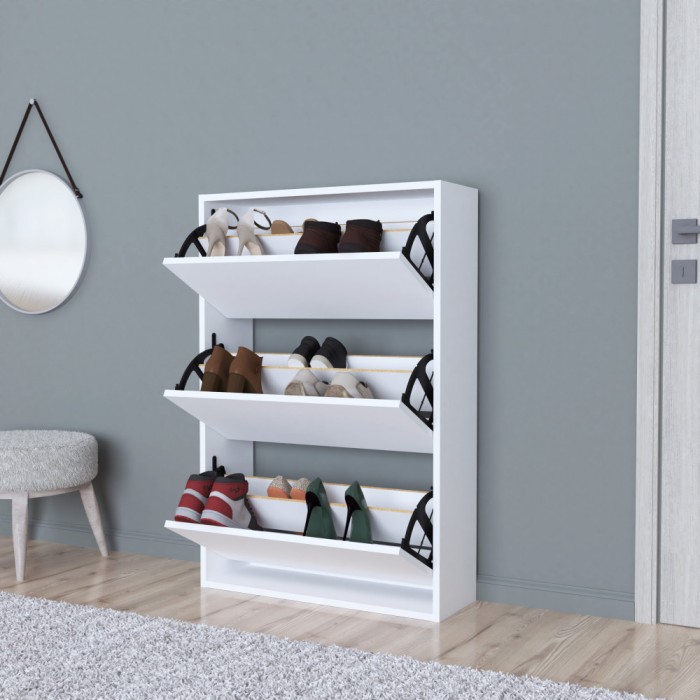 Dulap pantofi Aurskog 110x73,5x24cm pal alb [en.casa] HausGarden Leisure