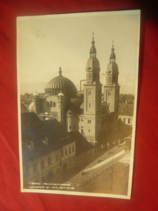 Ilustrata Sibiu - Castedrala Ortodoxa Romana circulat 1932 ,cu Timbru pt.Cultura