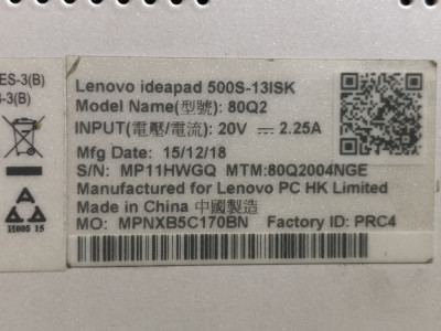 Bottomcase Lenovo 500S - 13ISK - A164 foto