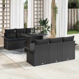 Cumpara ieftin Set de canapele pentru grădină cu pernă 7 pcs Negru Rattan poli