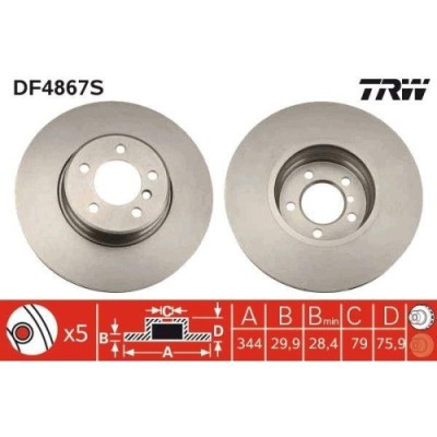 Set disc frana Land Rover Range Rover 3 (L322) 03.02-12.12, Fata, 344X29,9mm, ventilat, TRW foto