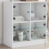Dulap lateral cu uși din sticlă, alb, 68x37x75,5 cm