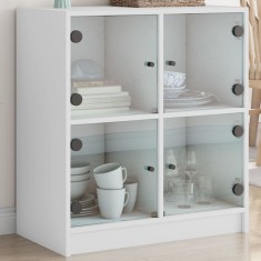 vidaXL Dulap lateral cu uși din sticlă, alb, 68x37x75,5 cm 836378