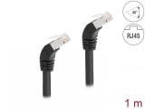 Cablu de retea RJ45 Cat.6A S/FTP unghi jos/jos 45 grade 1m Negru, Delock 80275