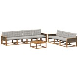 vidaXL Set de canapele de exterior 8 pcs Natural și gri deschis 3381291