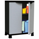 vidaXL Dulap Plastic Gri 68x39x92 cm, 2 Usi, 2 Rafturi, Depozitare Multifunctional, Organizator Casa, Birou, Garaj