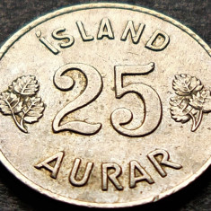 Moneda 25 AURAR - ISLANDA, anul 1961 *cod 223 A = excelenta