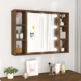 VidaXL Dulap cu oglindă și LED, stejar maro, 76x15x55 cm 820447