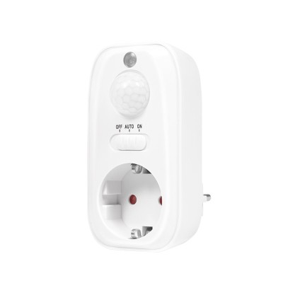 ADAPTOR LOGILINK, Schuko x 1, senzor miscare PIR, detector zi/noapte, IP20, 230 V/16A 50Hz max. 800W (bec luminos) sau max. 300W (LED), alb &amp;quot;PA0248&amp;quot; ( foto