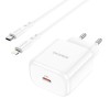 Incarcator Retea cu cablu Lightning Quick Charge 20W 1 X USB Tip-C Borofone BN3 Premium -Alb