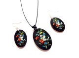 set bijuterii lemn cu flori 40337