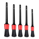 Set 5 perii curatare auto, Ouylaf, Par natural de mistret premium, Plastic, Negru/Rosu
