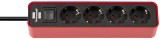 Prelungitor Brennenstuhl Ecolor 4 prize, 1.5m H05VV-F 3G1,5 Rosu Negru