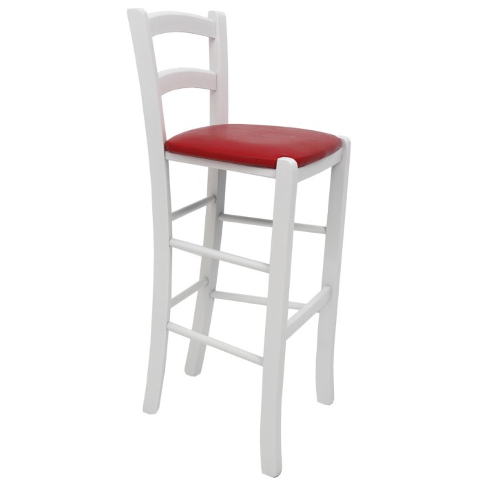 Scaun Paesana bar - cadru alb - imitatie piele rosu - 21900