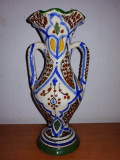 Vaza ceramica orientala vintage Safi Maroc pictat manual multicolor 22 cm