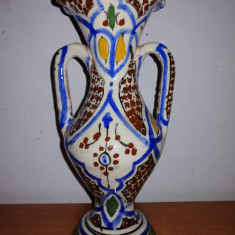 Vaza ceramica orientala vintage Safi Maroc pictat manual multicolor 22 cm