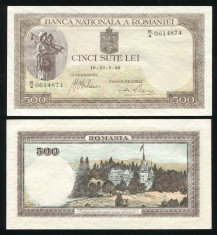 BANCNOTA 500 LEI 1 NOIEMBRIE 1940 FILIGRAN VERTICAL UNC NECIRCULATA foto