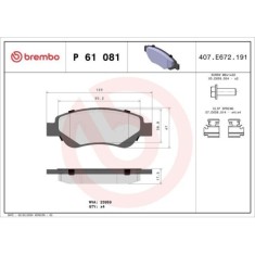 Placute frana Citroen C1 (Pm Pn) 06.05-09.14, C1 2 (Pa Ps) 04.14-07.21; Peugeot 107 (Pm Pn) 06.05-05.14, 108 05.14-; Toyota Aygo ( B1) 02.05-05.14, A