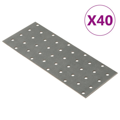 vidaXL Plăci perforate, 40 buc., 2 mm, 200x80 mm, oțel galvanizat foto