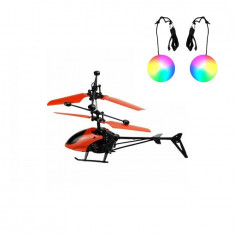 Set - Elicopter SkyShock, cu senzor de inductie, incarcare USB, rezistent la cazaturi + Set mingii PoiBall cu led multicolor foto