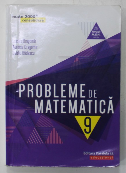 PROBLEME DE MATEMATICA , PENTRU CLASA A -IX- A de LUCIAN DRAGOMIR ...OVIDIU BADESCU , 2019