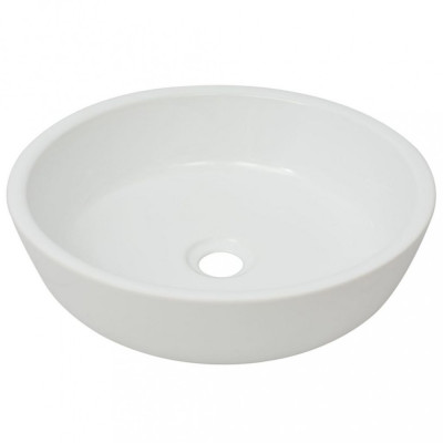 Chiuvetă de baie din ceramică, rotundă, 42 x 12 cm, alb foto