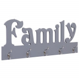 Cuier de perete FAMILY, gri, 74 x 29,5 cm GartenMobel Dekor, vidaXL