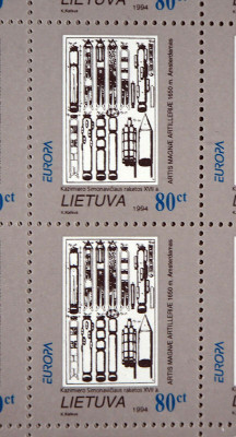 Lithuania 1994 50 x Europa CEPT Discoveries in block Mi.555 MNH CD.001 foto
