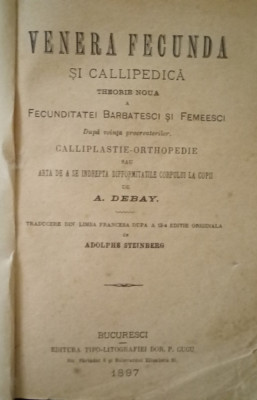 Venera fecunda callipedica, theorie noua a fecundatiei (A. Debay, 1897) foto