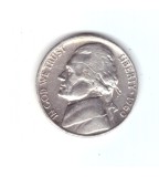Moneda SUA 5 cents/centi 1960 D, zgariata pe avers, curata