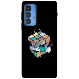 Husa compatibila cu Motorola Moto G22 model Rubik&amp;#039;s Cube 3D, Silicon, TPU, Viceversa, Transparent, Carcasa