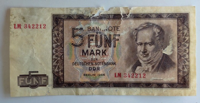Bancnota RDG - 5 Mark 1964