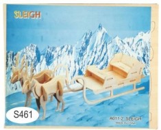 Joc puzzle lemn -S- sanie cu reni A011-2 foto