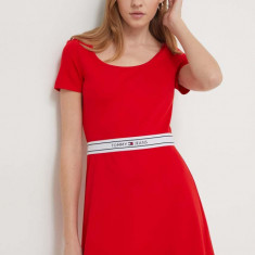 Tommy Jeans rochie culoarea roșu, mini, evazați DW0DW17924