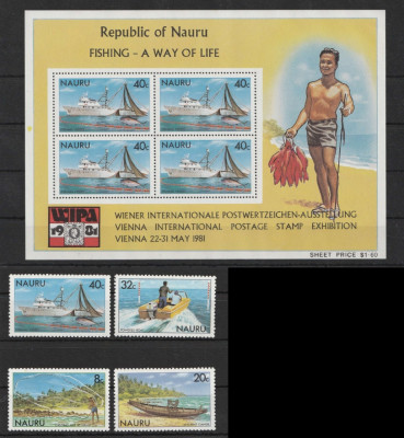 Nauru, nave, corabii serie si colita, MNH foto