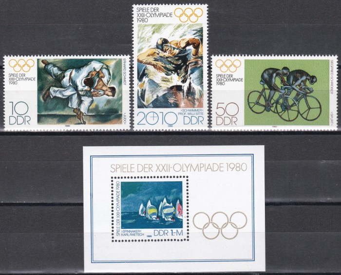 Germania RDG 1980 - Jocurile Olimpice - Moscova, Serie + Colita, MNH