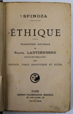 ETHIQUE par SPINOZA, PARIS foto