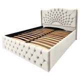 Pat Matrimonial Elsa tapitat cu somiera rabatabila diverse dimensiuni, culoare alb perlat - 140x200