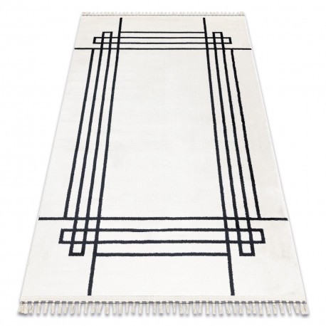 Covor AMOUR 53096C cremă - Cadru, linii modern, elegant, 98x200 cm