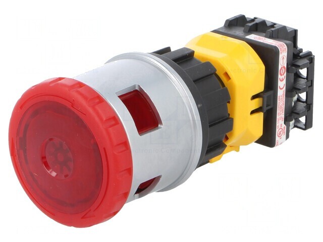 Comutator de Siguranță cu LED Roșu 24V 30mm 2NC
