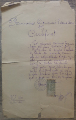 Certificat Poiana Mare, Calafat// 1927 foto