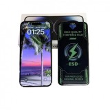 Folie de protectie, flippy, pentru apple iphone 15 pro max, tempered glass esd, electroplate, regenerabila, full cover, margini negre, transparent
