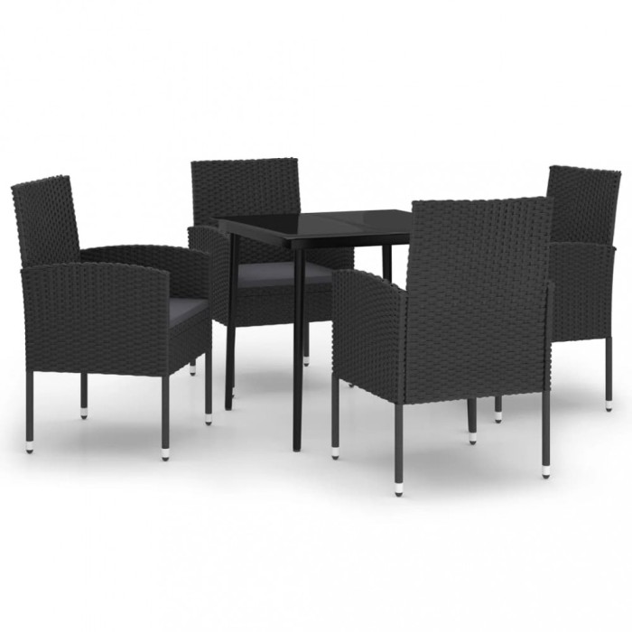 Set de servit masa pentru gradina, 5 piese, negru