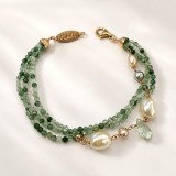 Cumpara ieftin Brățară Waterlily din cuarț rutilat verde și perle