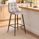 Scaun de bucatarie/bar, Artool, Arceto, catifea bej inchis, picioare metal negru, 43.5x49x104 cm