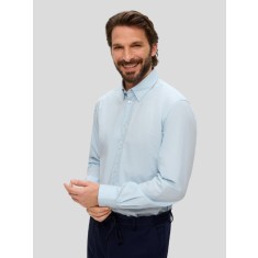 Camasa barbati cu maneca lunga, imprimeu in dungi, croiala Tailored fit, Albastru deschis, 40