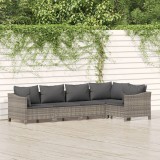 VidaXL Set mobilier de grădină cu perne, 5 piese, gri, poliratan